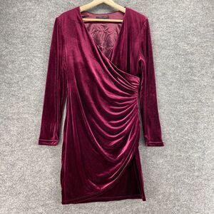 Alex Marie Dress Women 10 Purple Shift Short V-Neck Lined Long Sleeve Casual